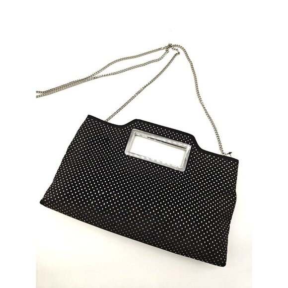 INC Juditth Hotfix open handle velvet clutch shoulder bag -BLACK (Used) - Picture 7 of 16